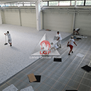 Imagini din executie aplicare sistem de pardoseala Covor Dale PVC ESD Premium montare pardoseala dale de cupru si finisare tasare cu rola