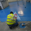 Imagini din executie placare pardoseala covor interior aplicare sistem de pardoseala din mortar poliuretanic DURACRETE HFB 6mm 9mm 12mm detaliu executie aplicare