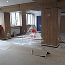 Imagini din executie aplicare sistem de pardoseala Covor PVC adeziv linoleum stalpi