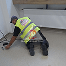Imagini din executie aplicare sistem de pardoseala Covor PVC linoleum fixare colturi