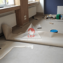 Imagini din executie aplicare sistem de pardoseala Covor PVC montare covor lipire adeziv