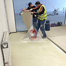 Imagini din executie aplicare sistem de pardoseala Covor PVC montare covor peste adeziv