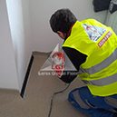 Imagini din executie aplicare sistem de pardoseala Covor PVC montare linoleum colt